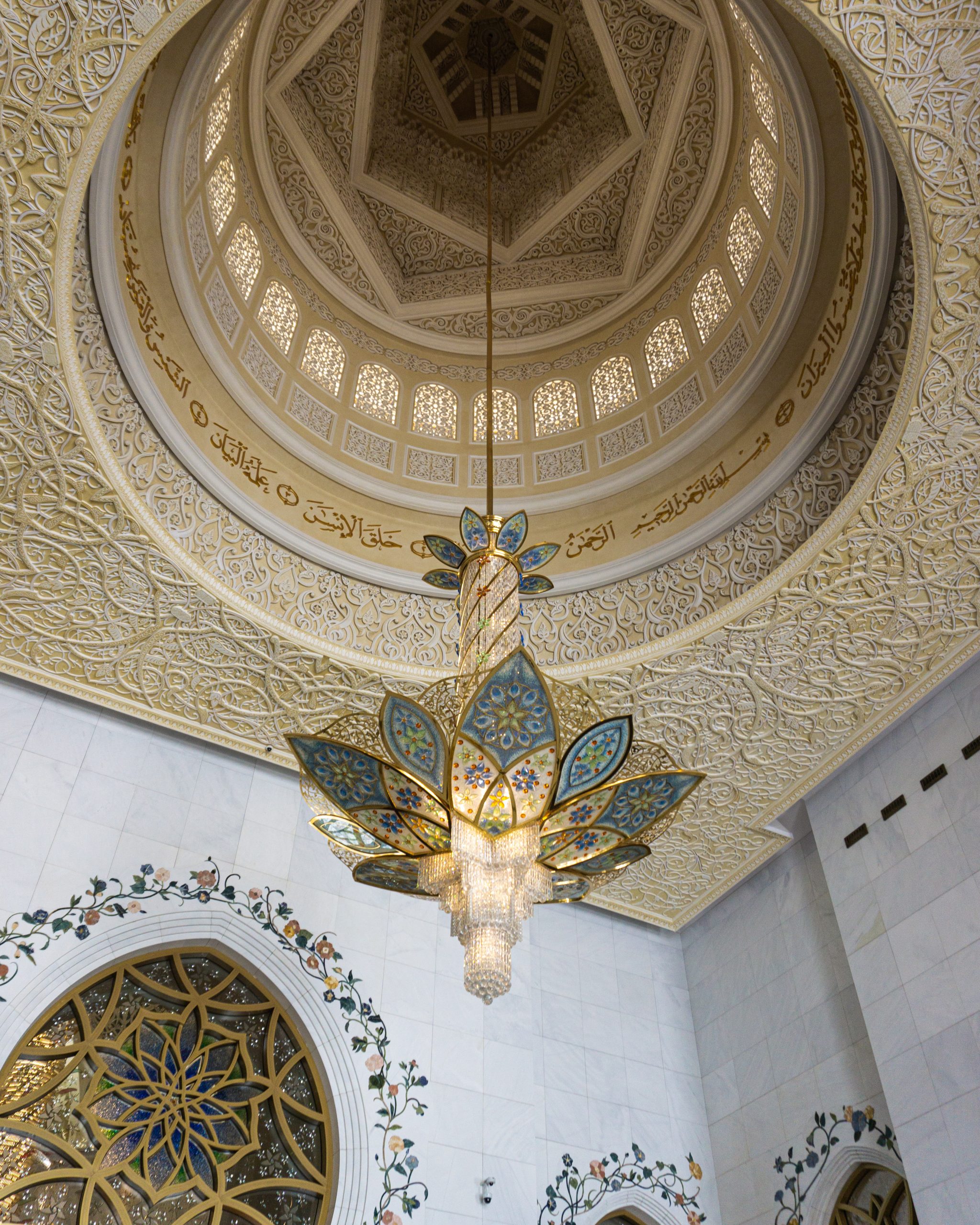 A chandelier at the Sheikh Zayed Grand Mosque in Abu Dhabi
