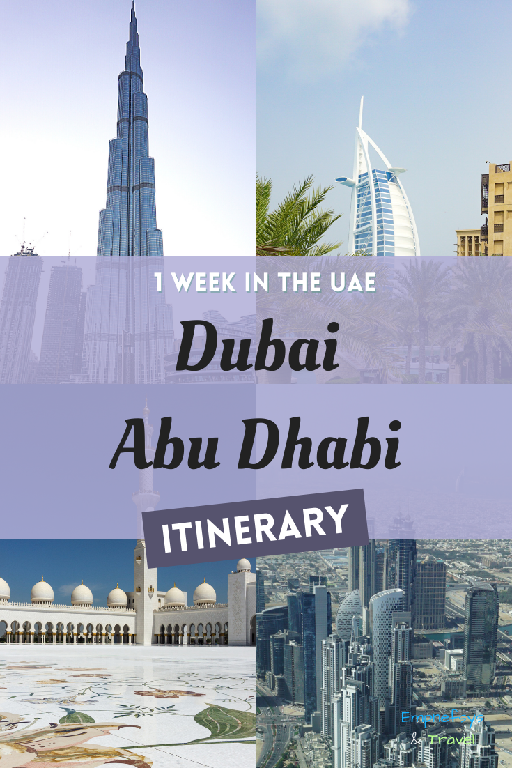 Pinterest Graphic for Dubai Abu Dhabi Itinerary 1 Week in the UAE