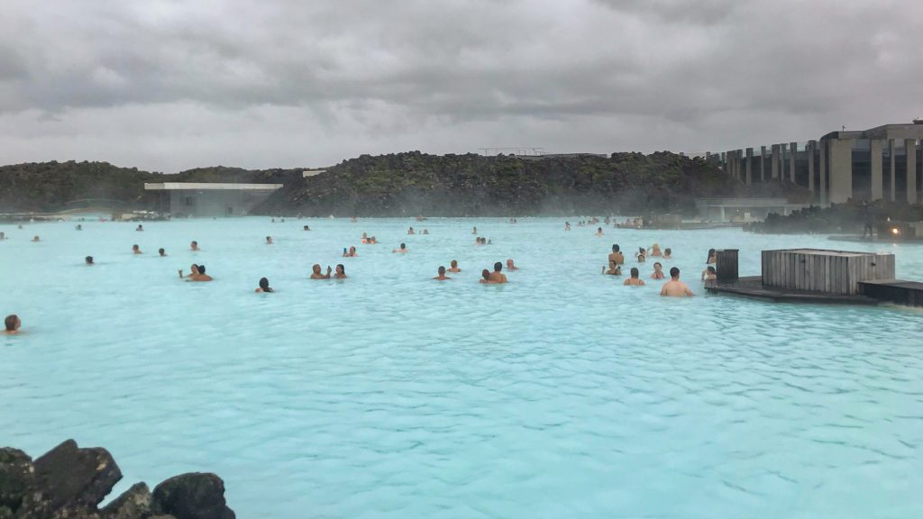 The pool area at the Blue Lagoon in Iceland