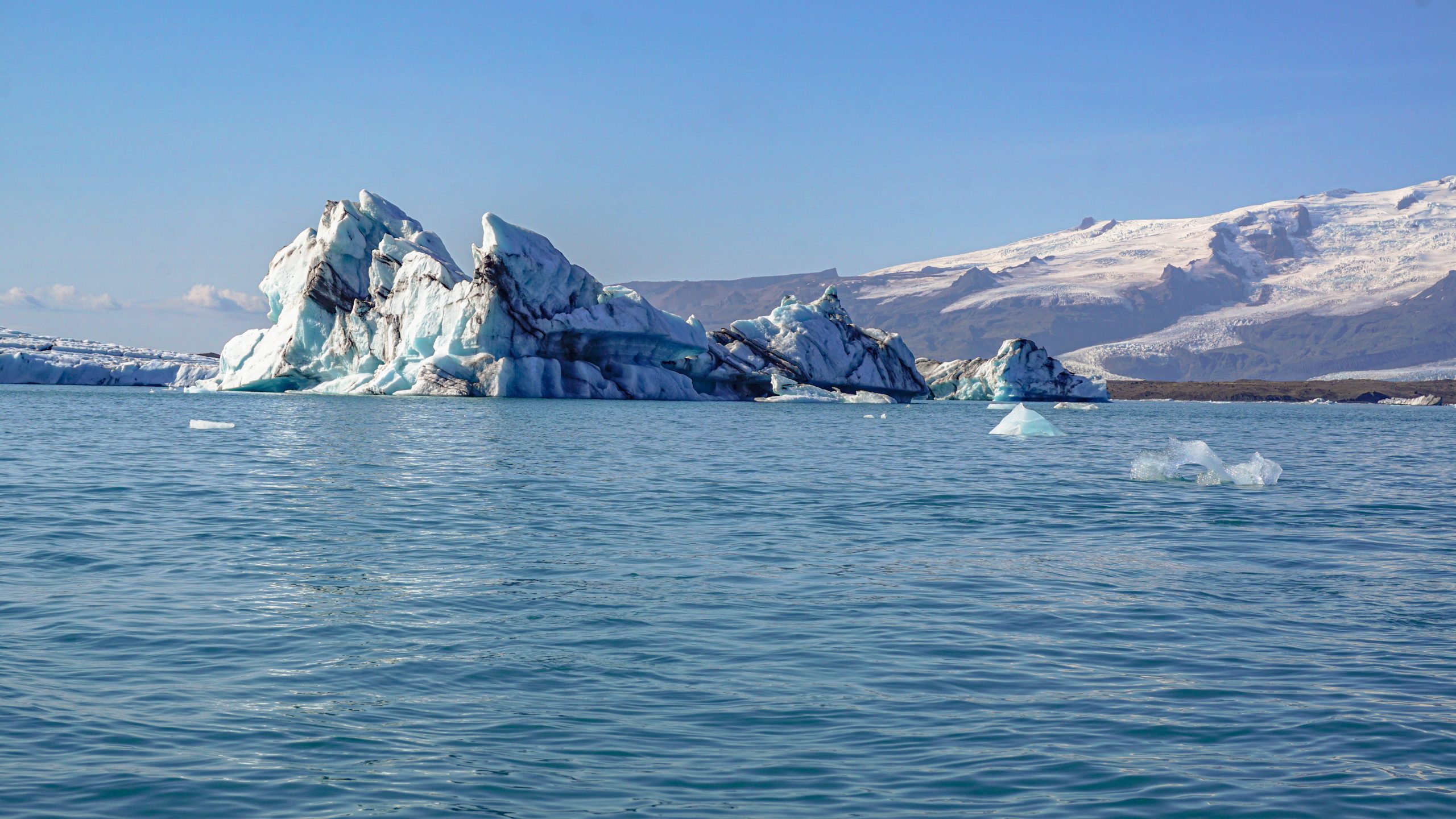 Many icebergs inside Jökulsárlón at Vatnajokull National Park in Iceland