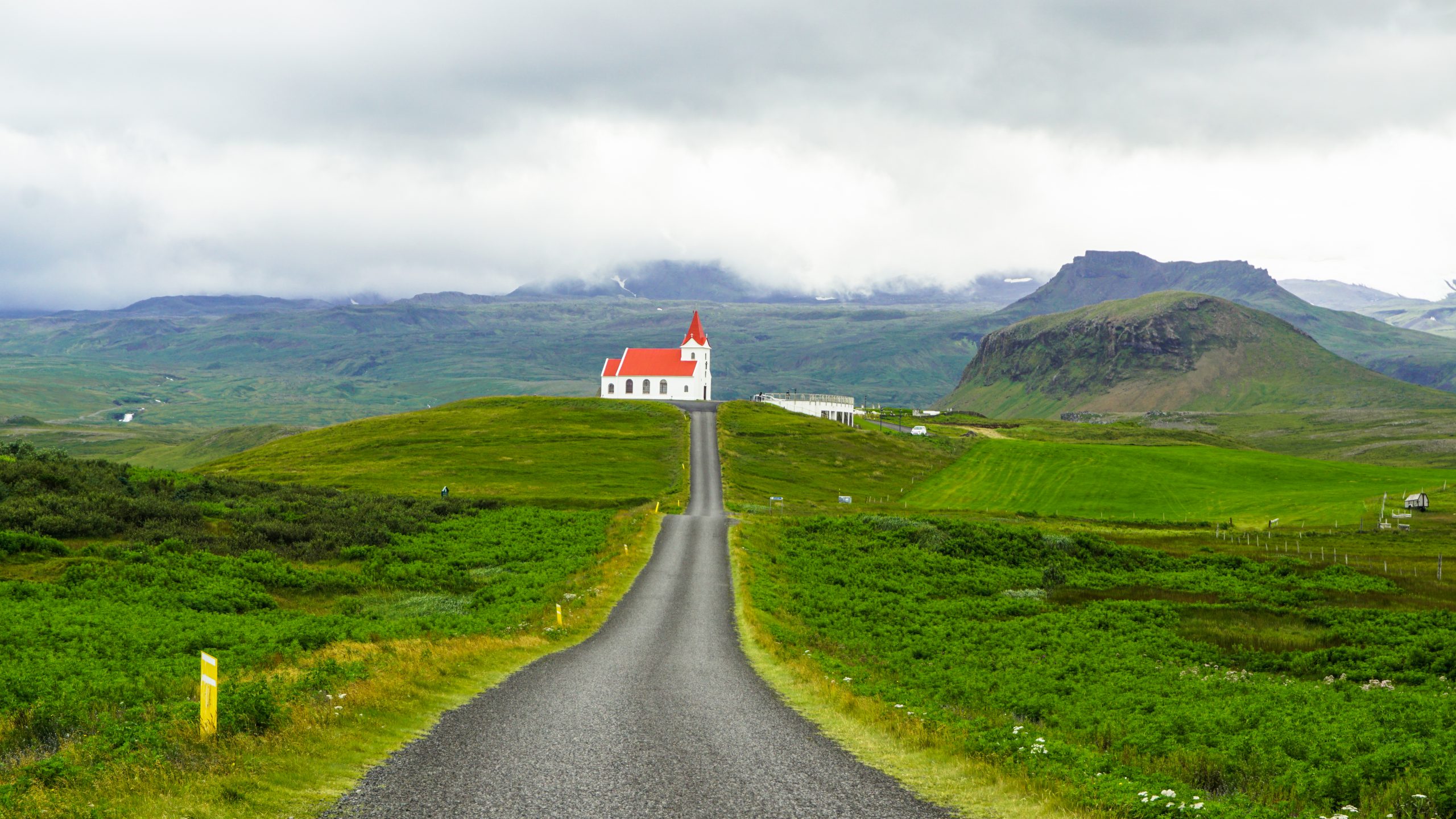 A road leading into a church in Snæfellsnes Peninsula in Iceland