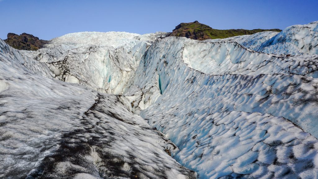 A view of a glacier in Iceland at Vatnajokull National Park